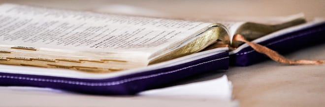 A personalized bible sits open during a bible study group at Mount Olive United Methodist Church, (1449 S. High School Road) on Nov. 30, 2023, in Indianapolis.