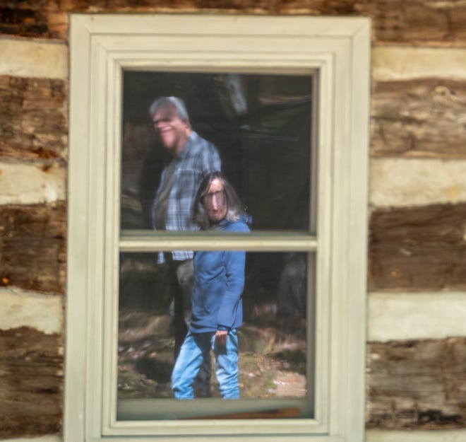 Warped reflections in a cabin’s window in a remote part of Brown County, Indiana, Wednesday, Oct. 11, 2023. Senator Mike Braun has introduced a bill that would double the size of the Charles C. Deam Wilderness Area, and designate land near Lake Monroe as a National Recreation Area.