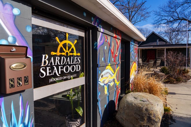 A look at the colorful exterior Wednesday, Dec. 20, 2023, of Bardales Seafood Market & Wholesale in Broad Ripple.